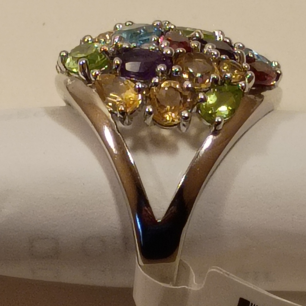 Multi-Color Gemstone Silver Ring - Picture 5 of 6